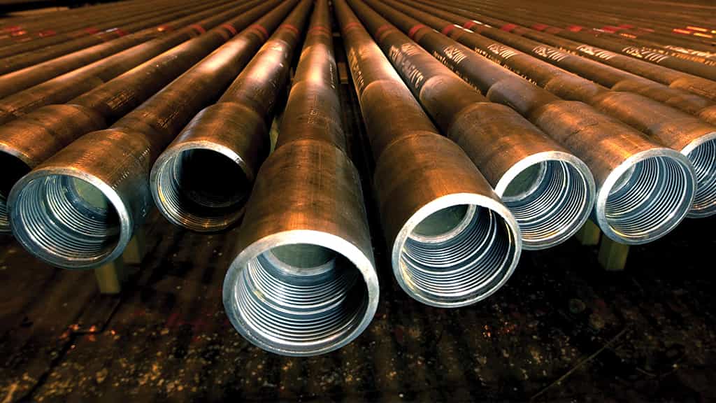 A row of metal pipes